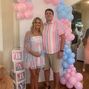 Beautiful Gaze Lavender Multi Floral Dress worn for gender reveal